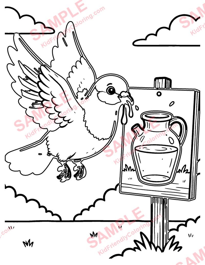 The Thirsty Pigeon coloring page preview