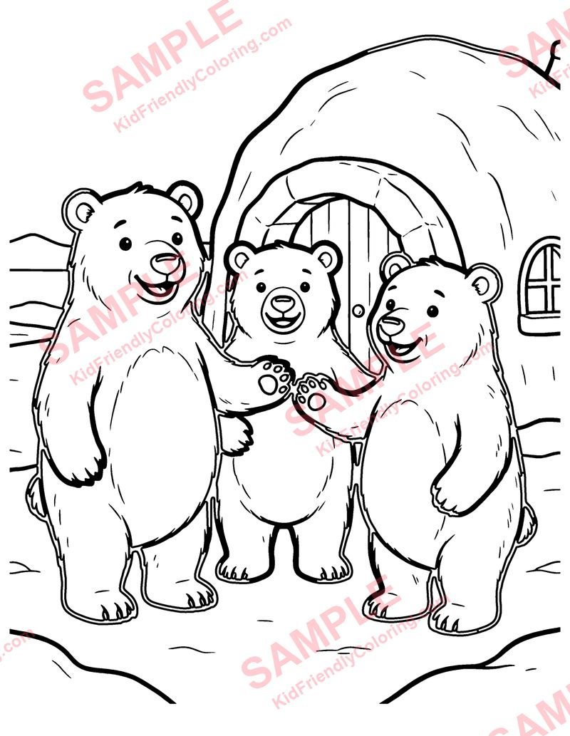 The Three Bears of the North coloring page preview