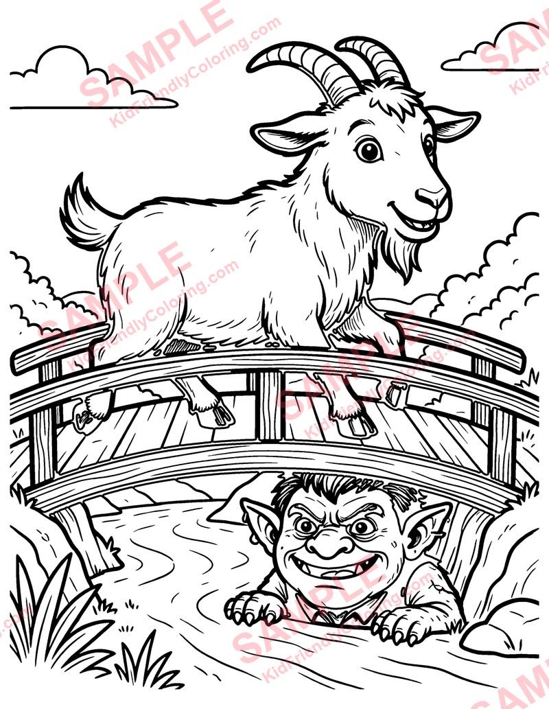 The Three Billy Goats Gruff coloring page preview