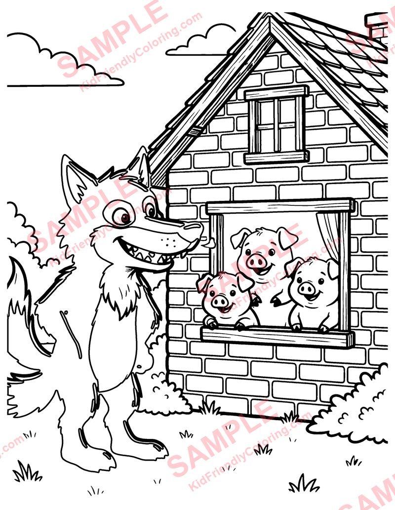 The Three Little Pigs coloring page preview