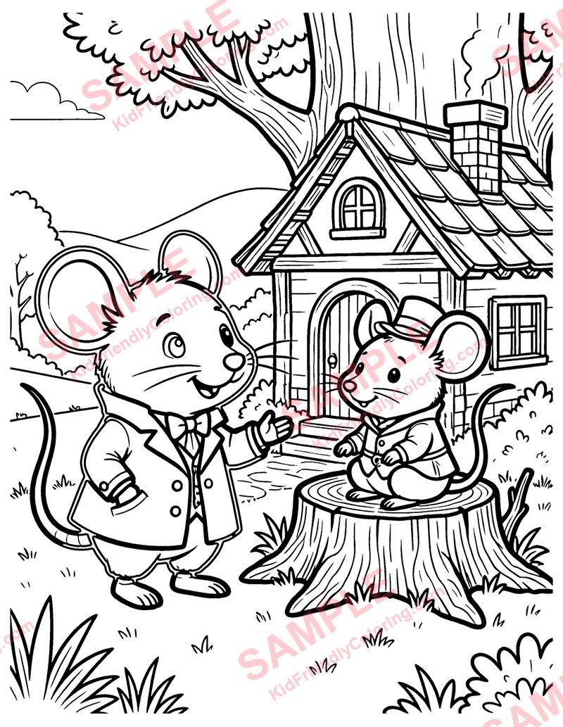 The Town Mouse and the Country Mouse coloring page preview