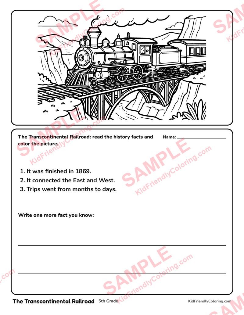The Transcontinental Railroad coloring page preview