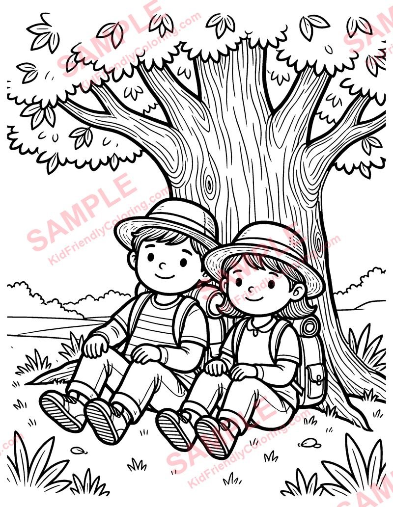 The Travelers and the Plane Tree coloring page preview
