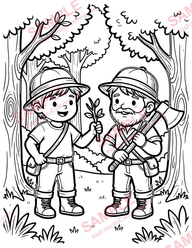 The Trees and the Axe coloring page preview