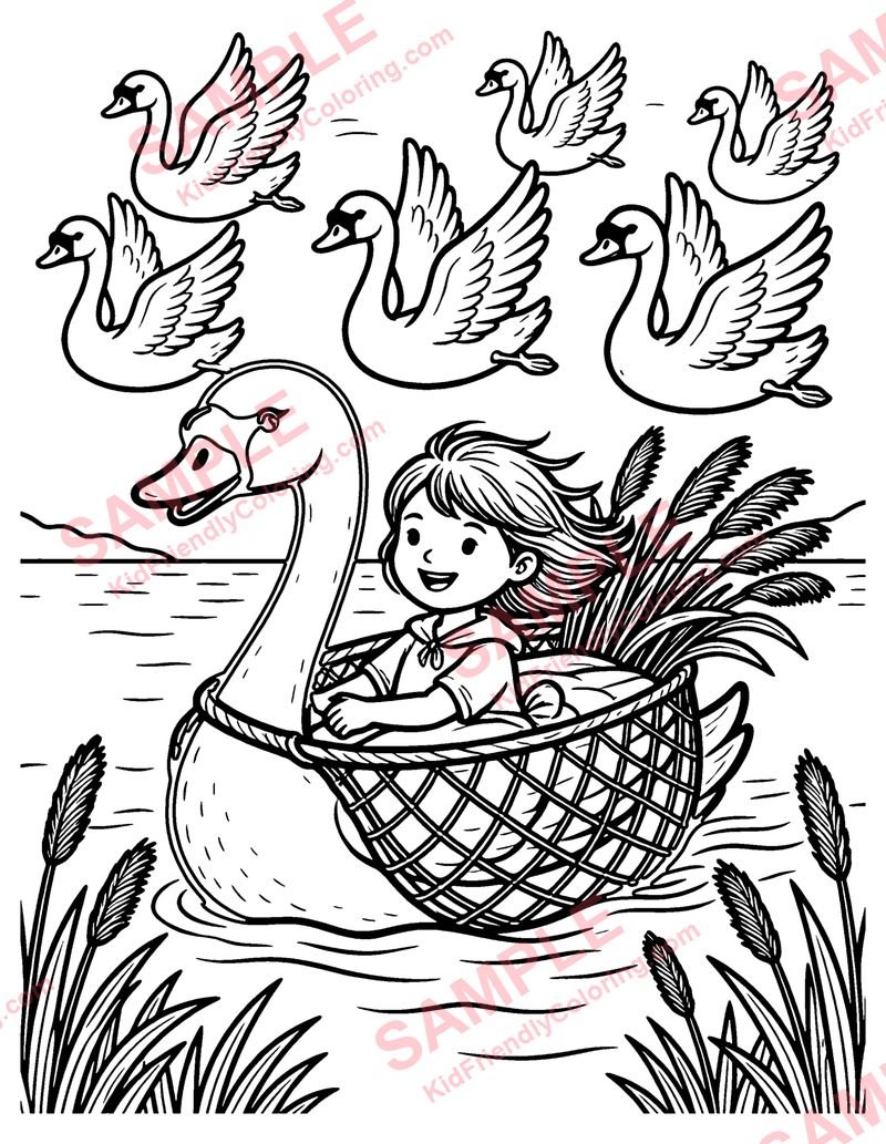 The Wild Swans coloring page preview