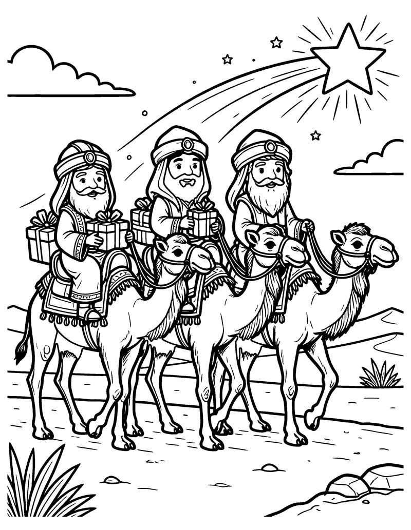 The Wise Men Follow the Star coloring page preview