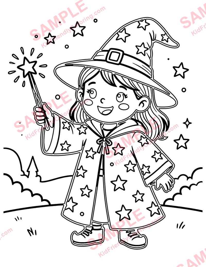 The Wizard's Spell coloring page preview