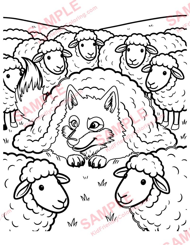 The Wolf in Sheep's Clothing coloring page preview