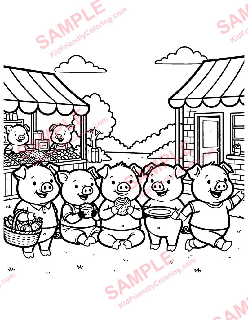 This Little Piggy coloring page preview