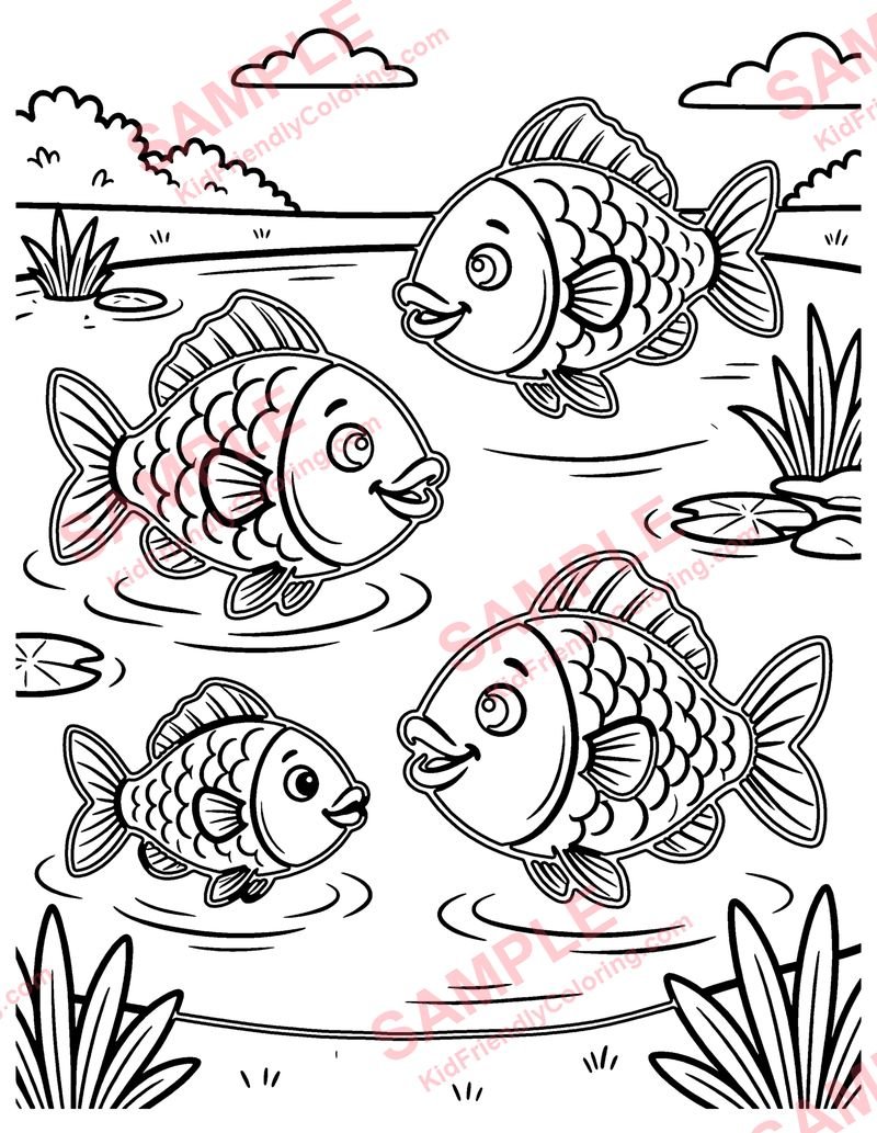 Three Fish coloring page preview