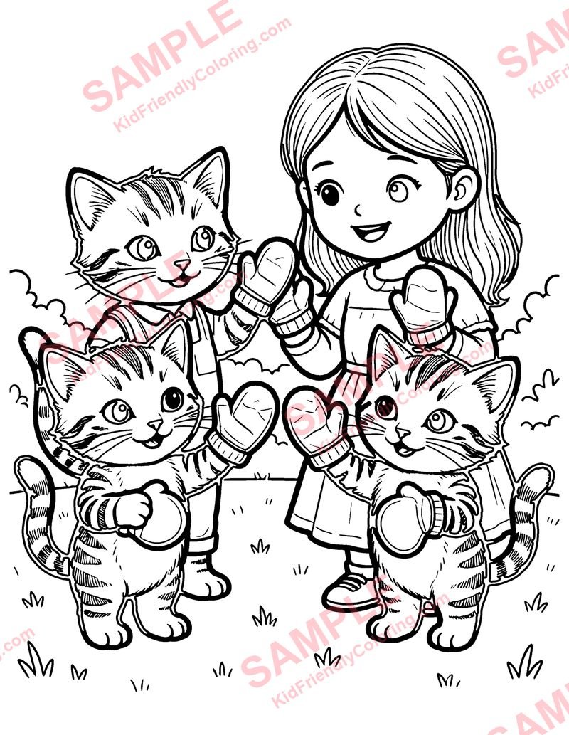 Three Little Kittens coloring page preview