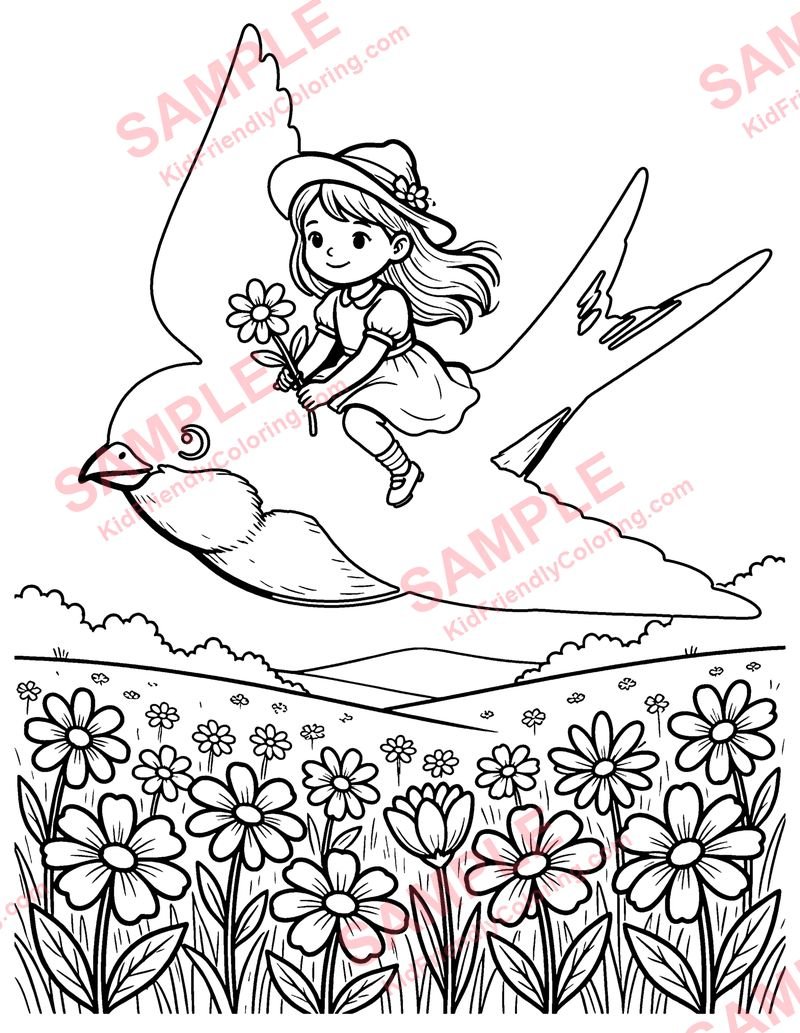 Thumbelina coloring page preview