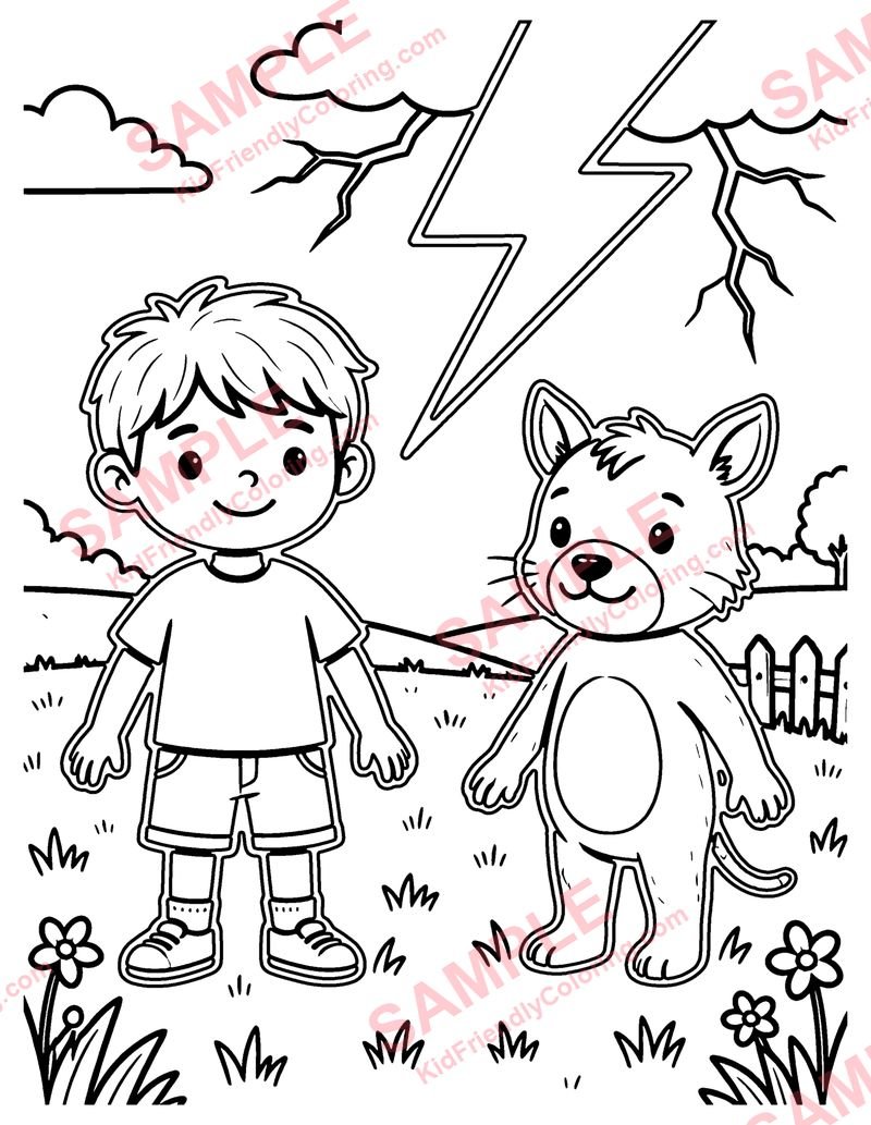 Thunderstorm coloring page preview