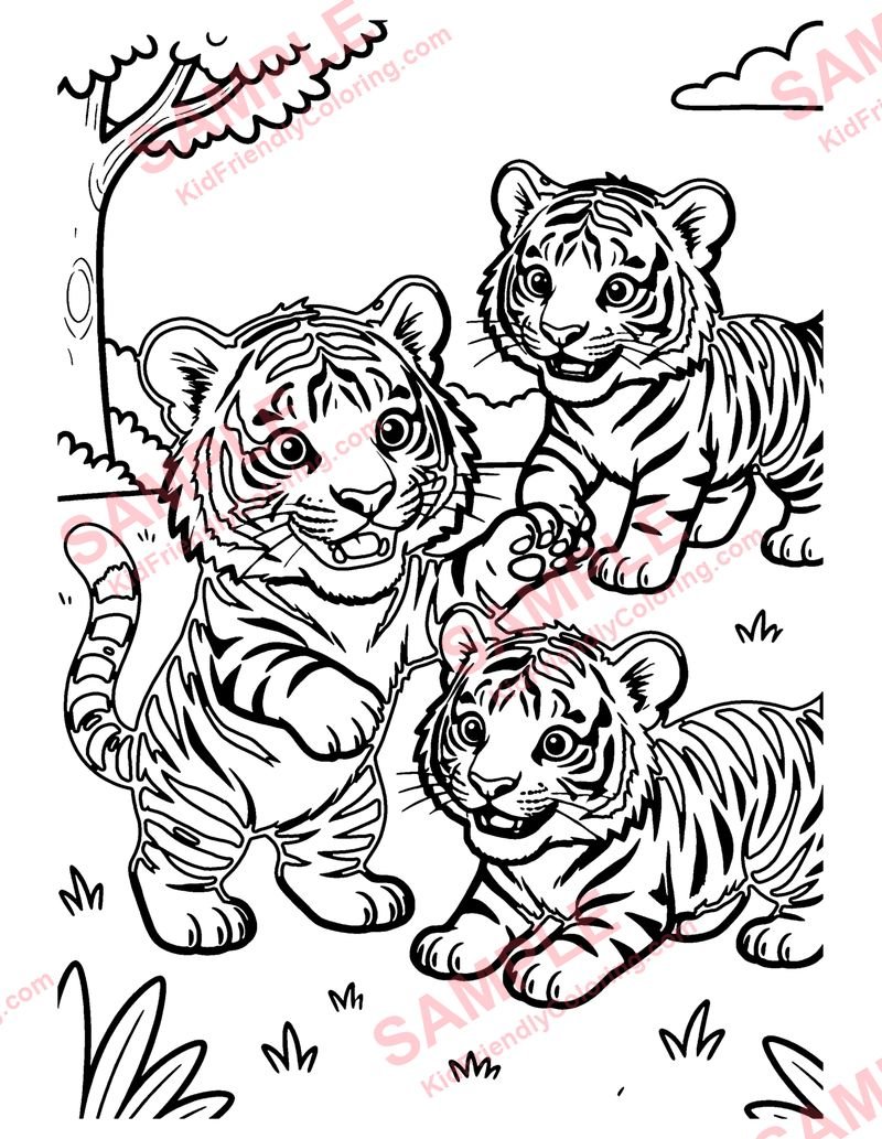 Tiger Cubs coloring page preview