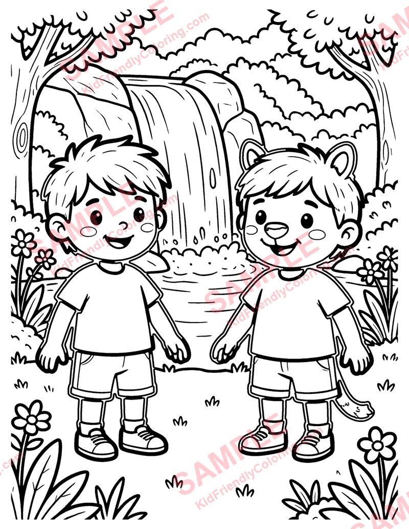 Tiny Waterfalls coloring page preview