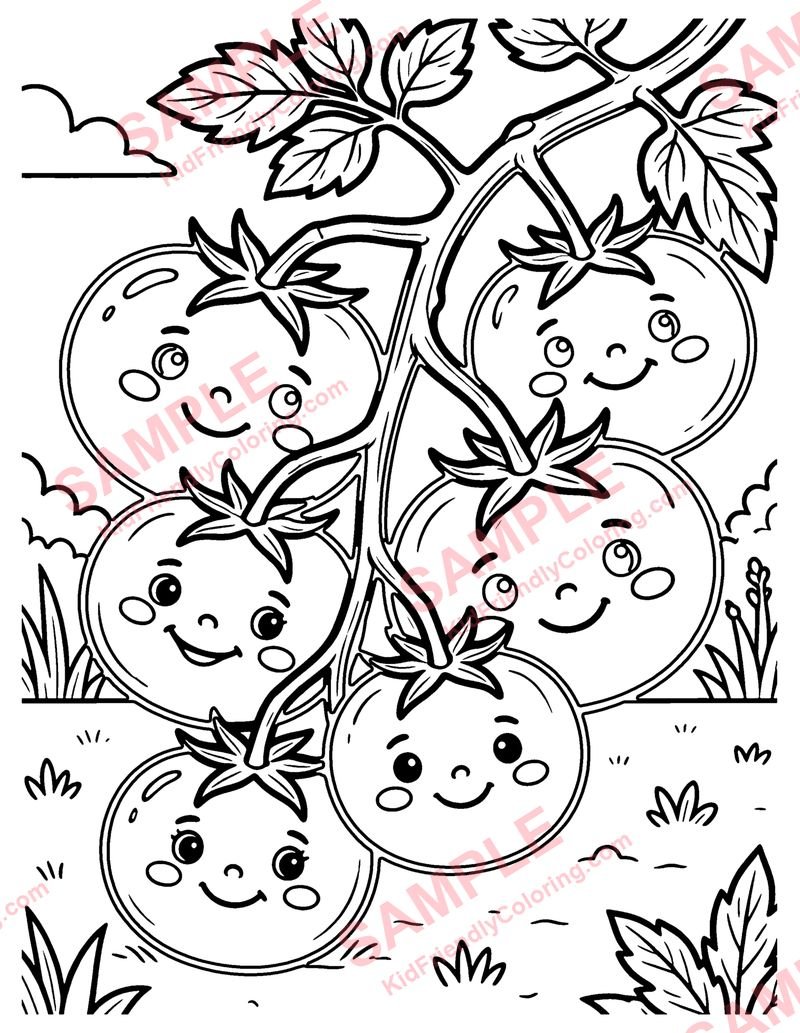 Tomatoes coloring page preview