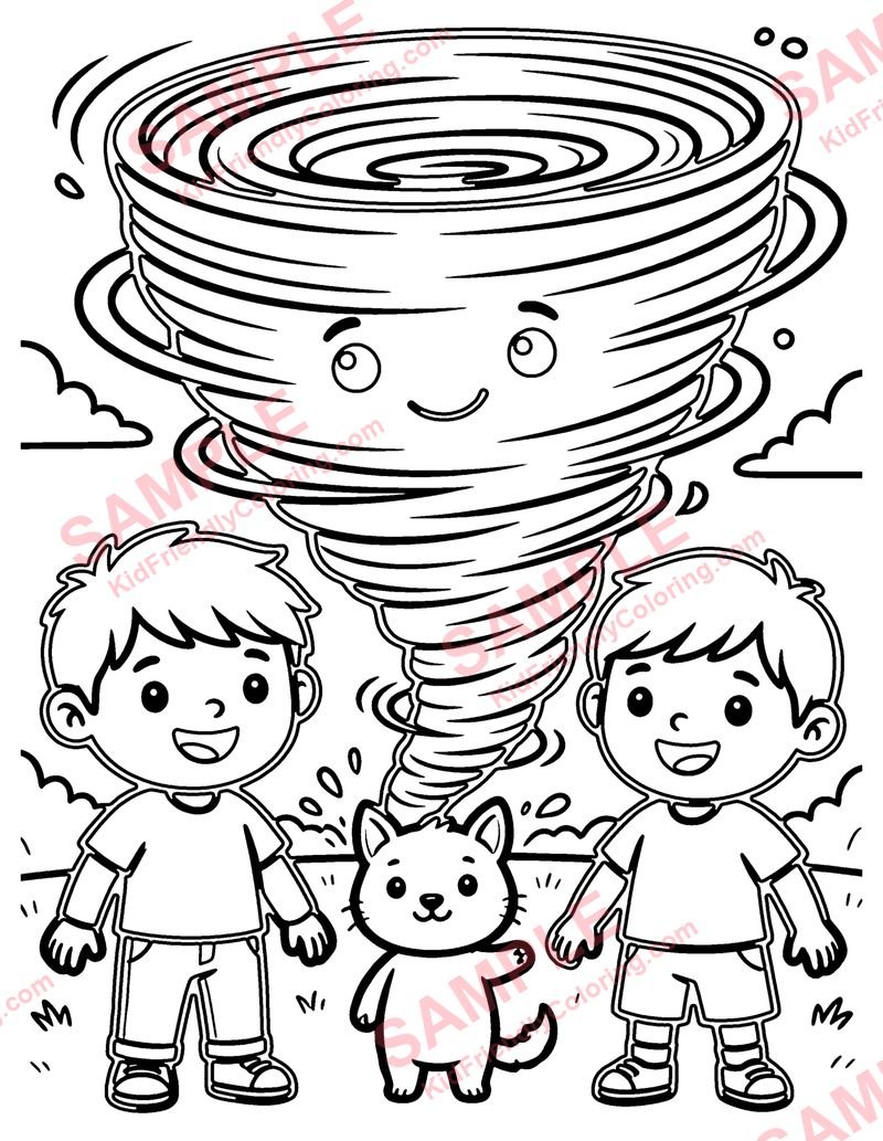 Tornado coloring page preview