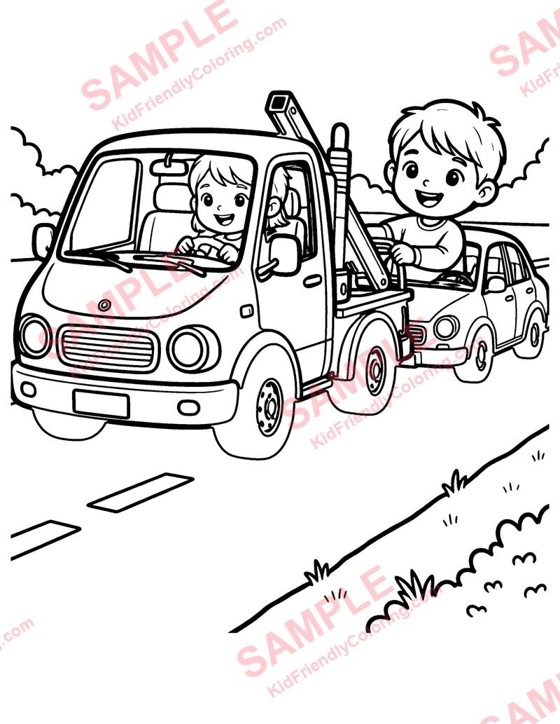 Tow Truck coloring page preview