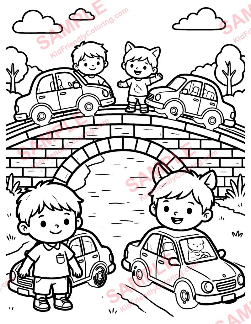 Toy Bridge coloring page preview