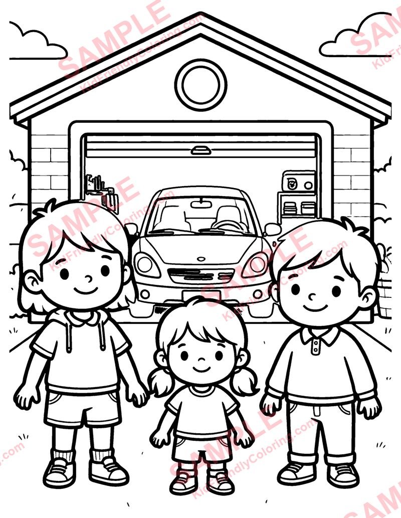 Toy Garage coloring page preview