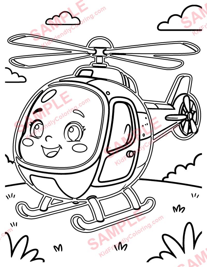 Toy Helicopter coloring page preview