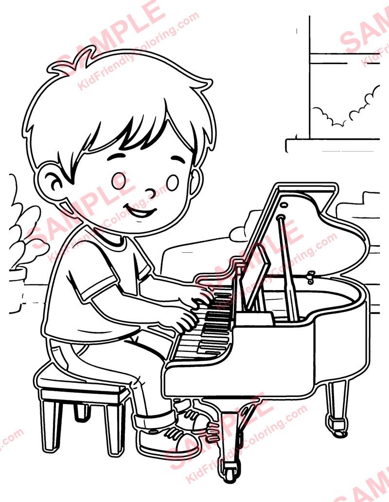 Toy Piano coloring page preview