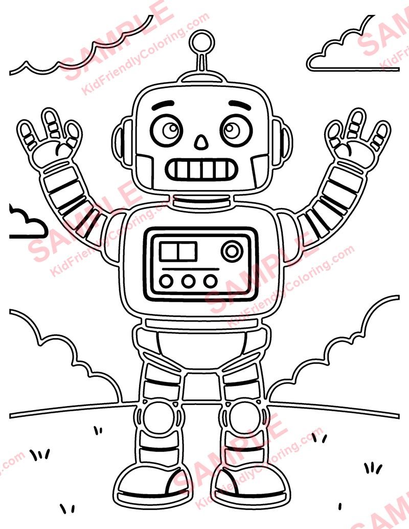 Toy Robot coloring page preview