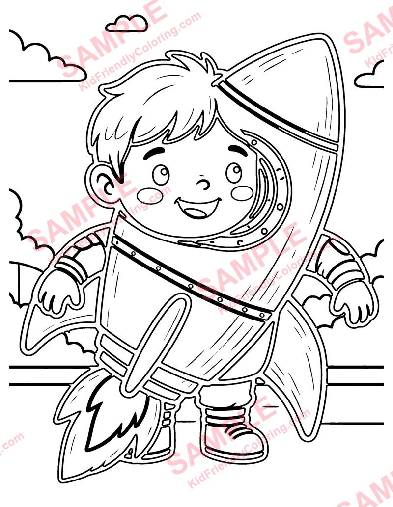 Toy Rocket coloring page preview