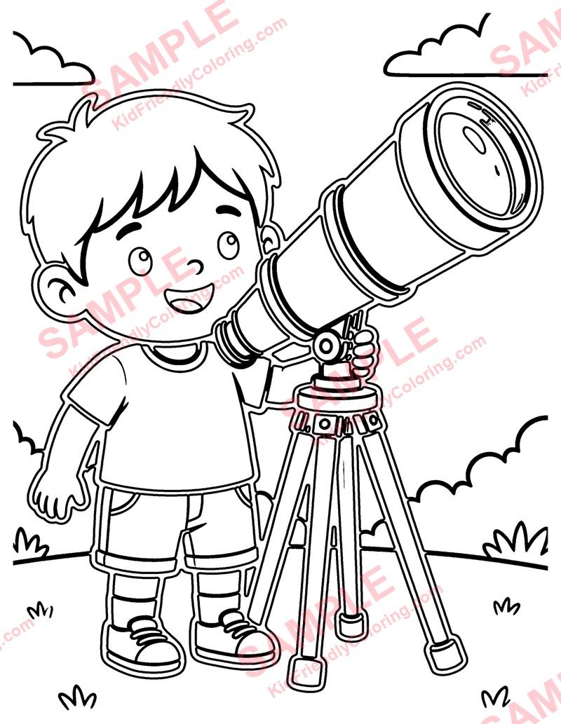 Toy Telescope coloring page preview