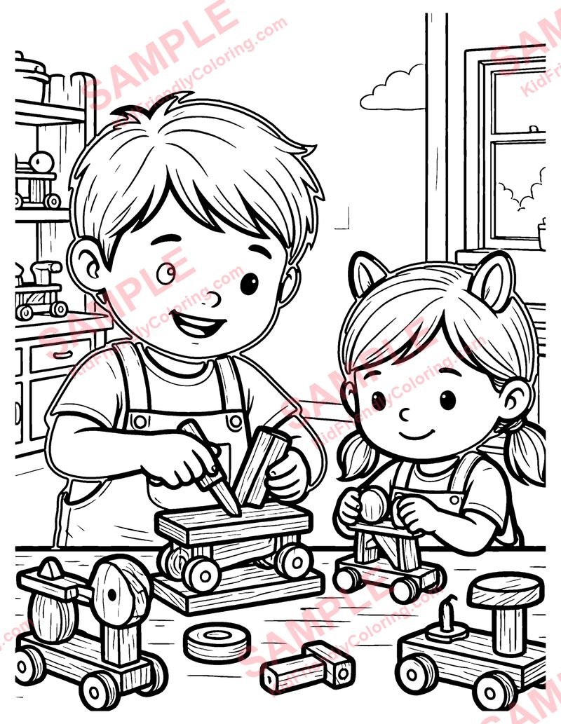 Toy Workshop coloring page preview