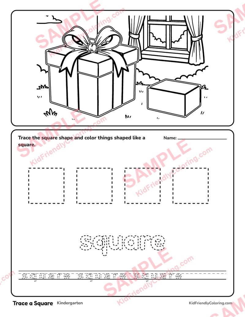 Trace a Square coloring page preview