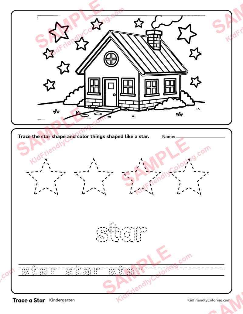 Trace a Star coloring page preview