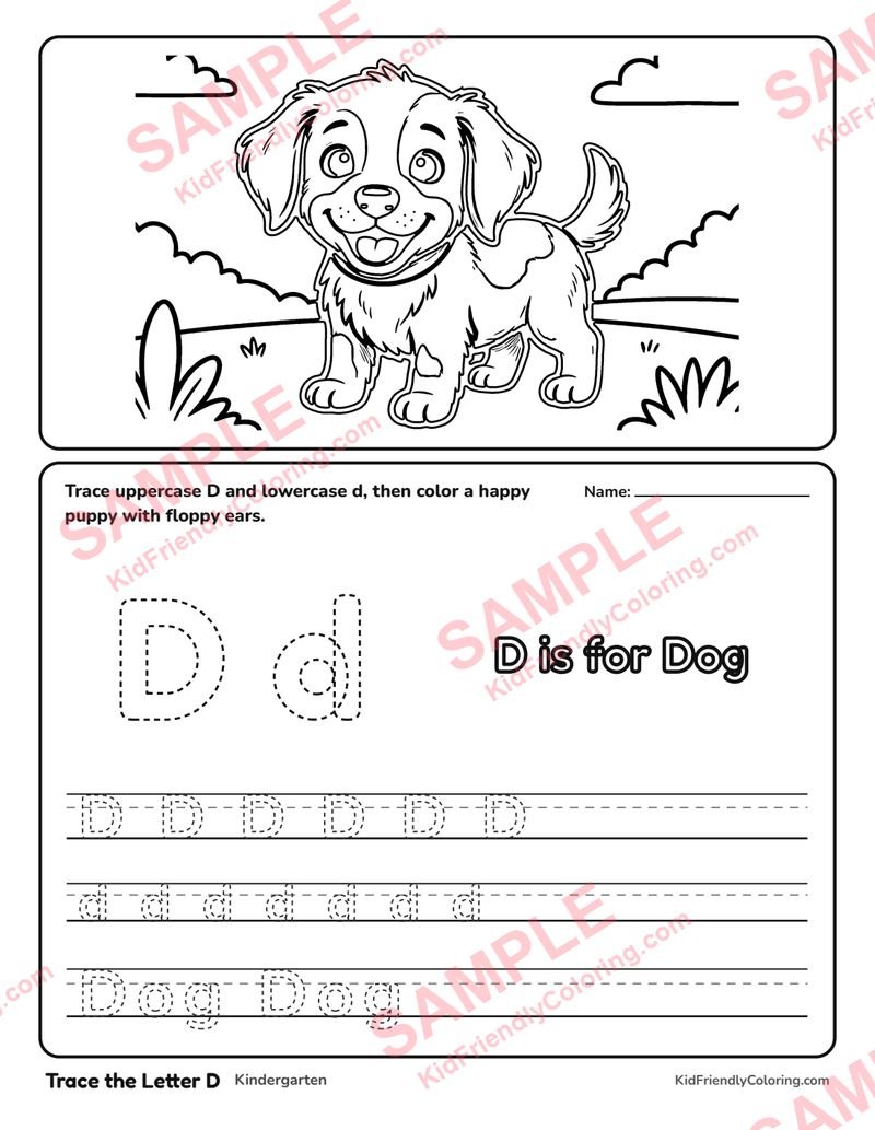 Trace the Letter D coloring page preview