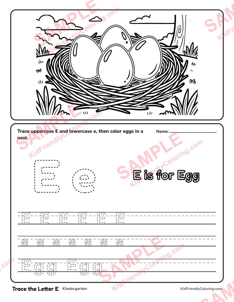 Trace the Letter E coloring page preview