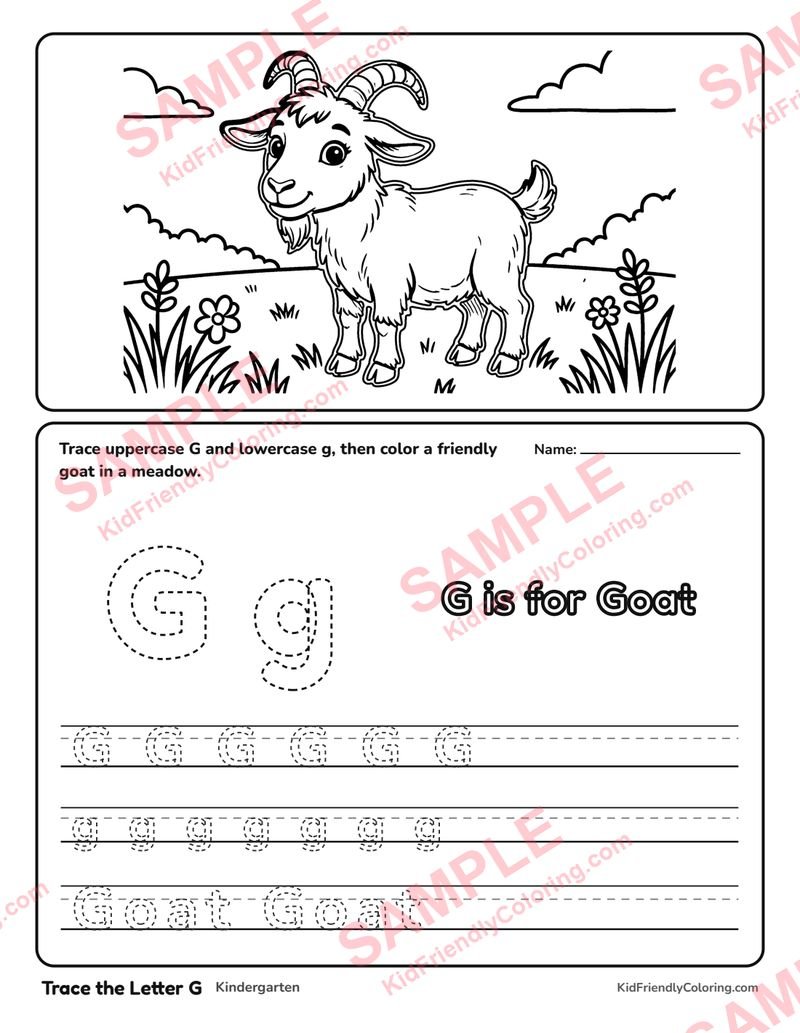 Trace the Letter G coloring page preview