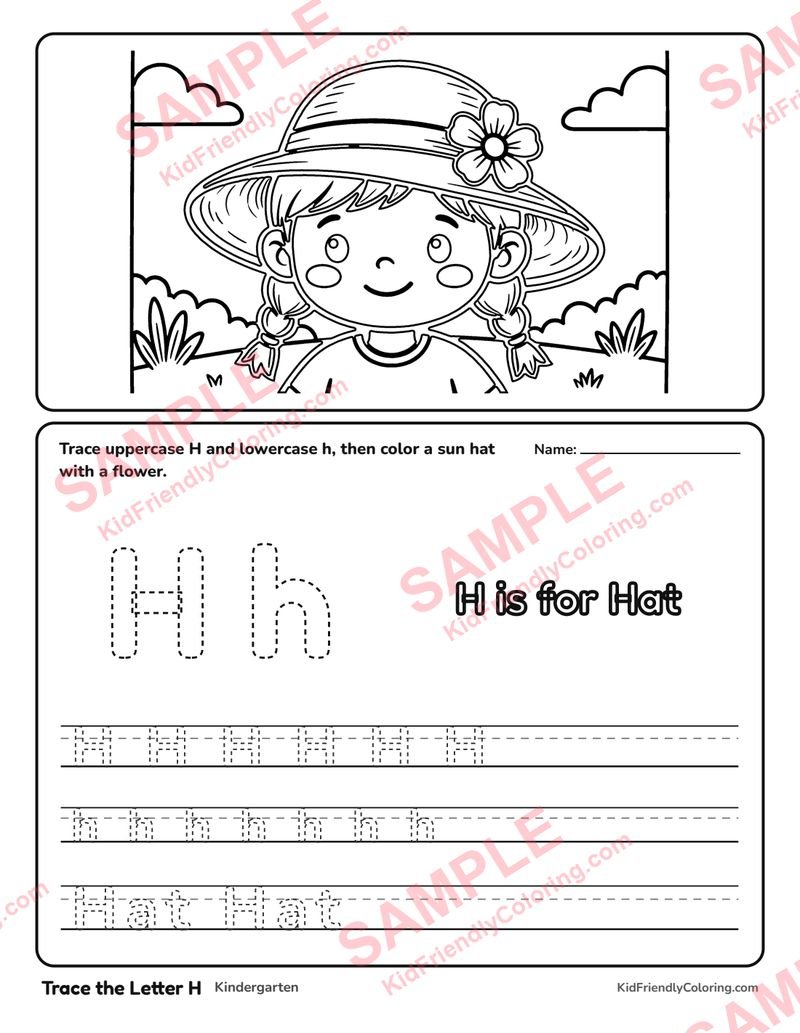 Trace the Letter H coloring page preview