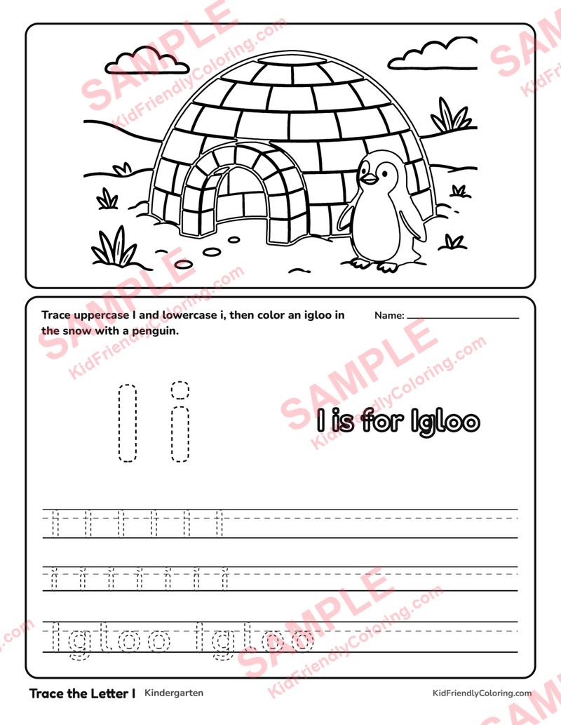Trace the Letter I coloring page preview