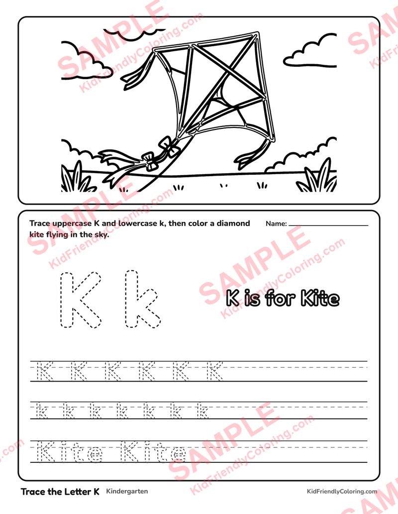 Trace the Letter K coloring page preview