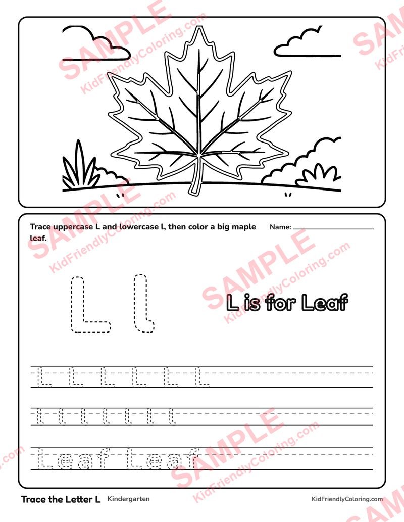 Trace the Letter L coloring page preview