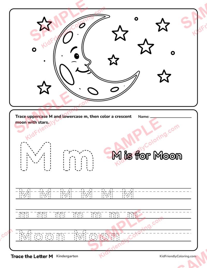 Trace the Letter M coloring page preview