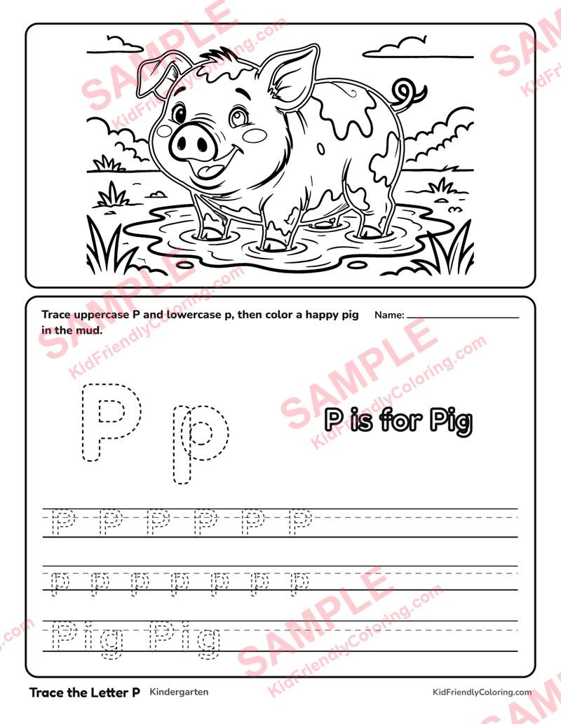 Trace the Letter P coloring page preview