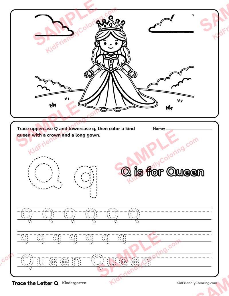 Trace the Letter Q coloring page preview