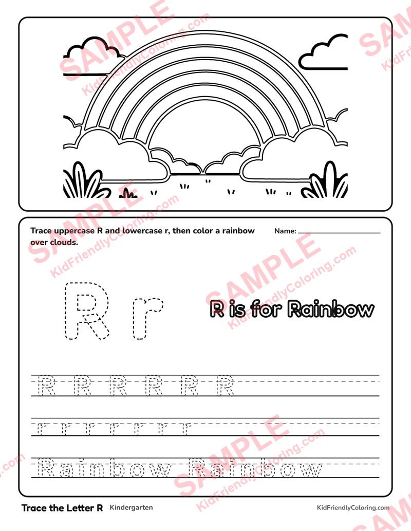 Trace the Letter R coloring page preview