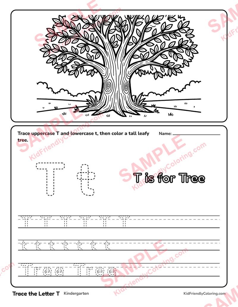 Trace the Letter T coloring page preview