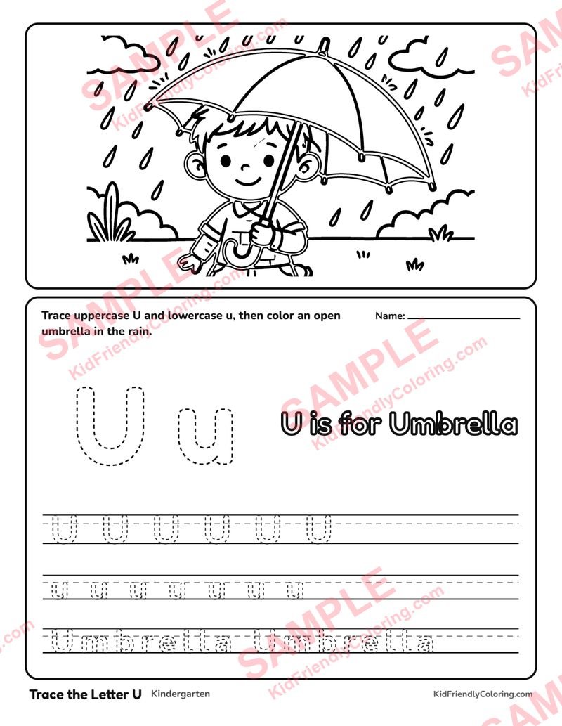 Trace the Letter U coloring page preview