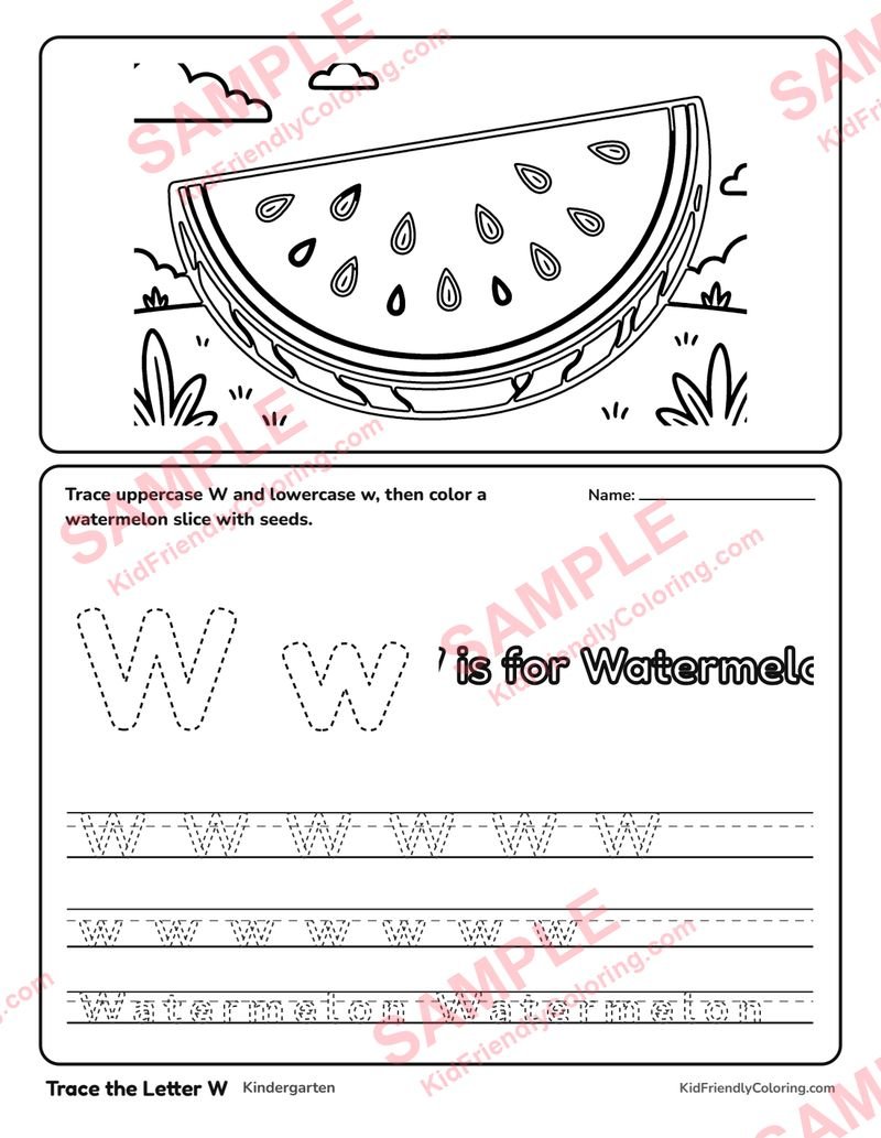 Trace the Letter W coloring page preview