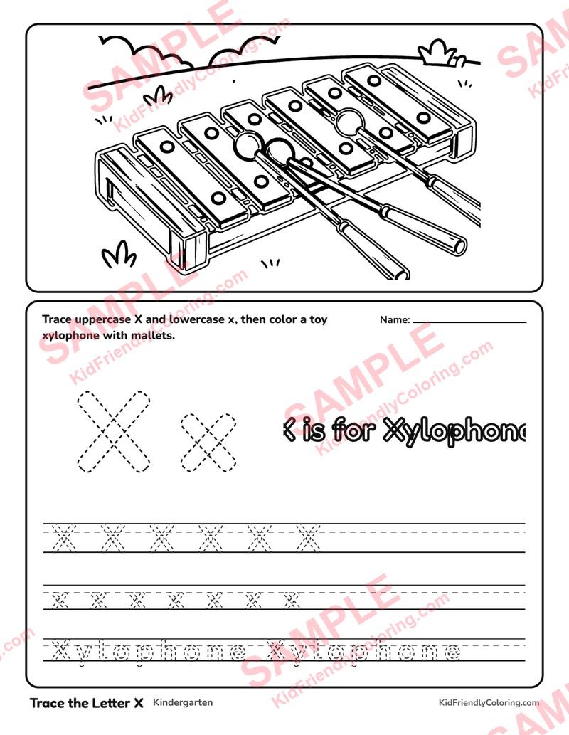 Trace the Letter X coloring page preview