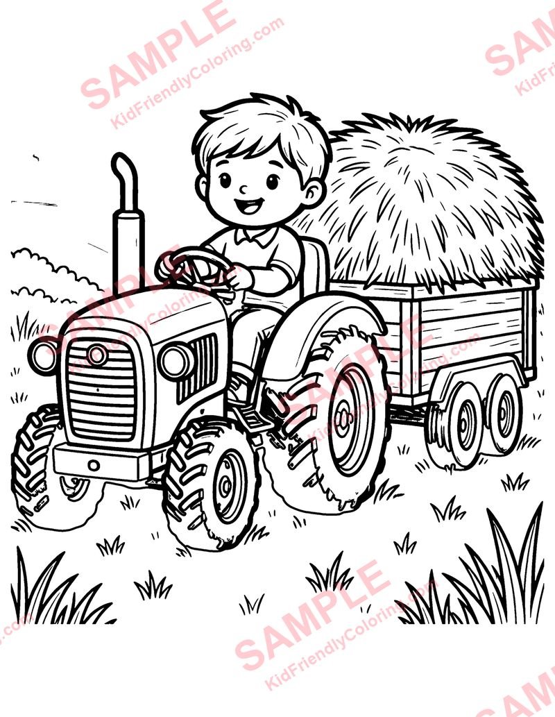 Tractor and Trailer coloring page preview