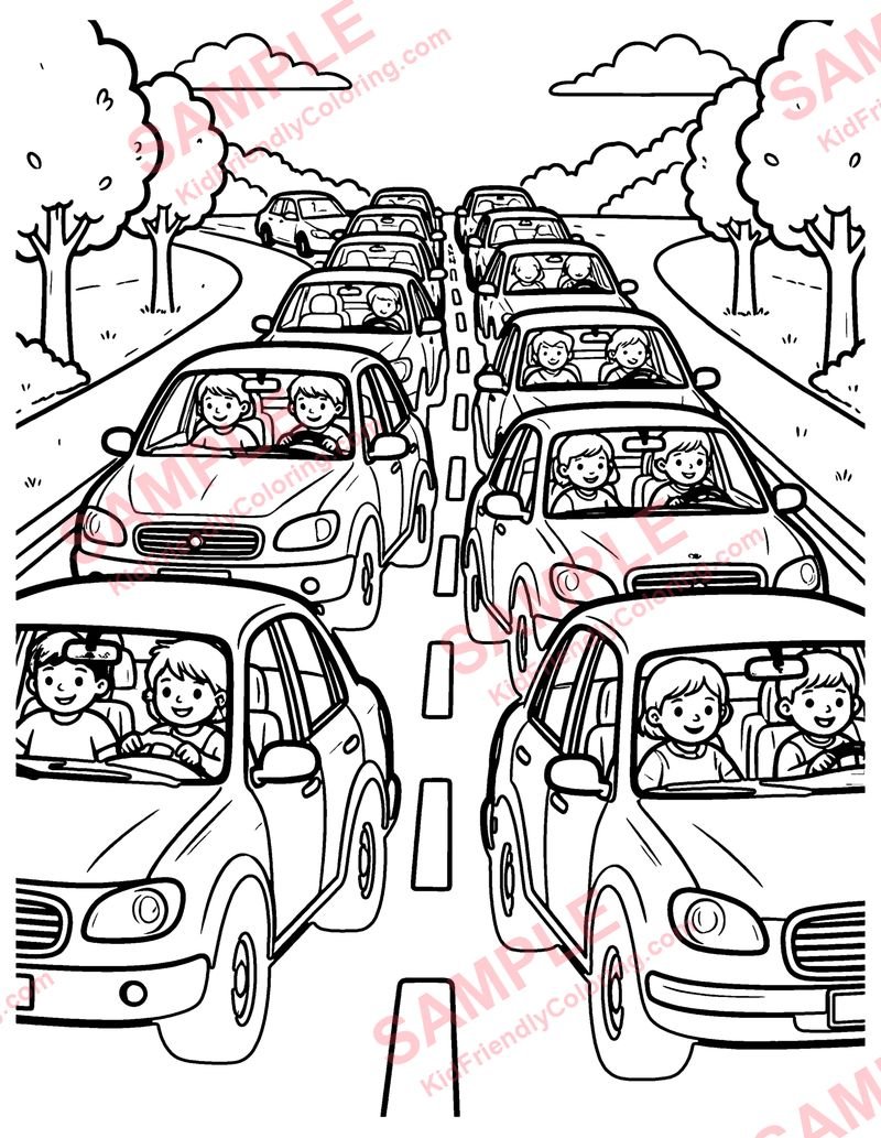 Traffic Jam coloring page preview