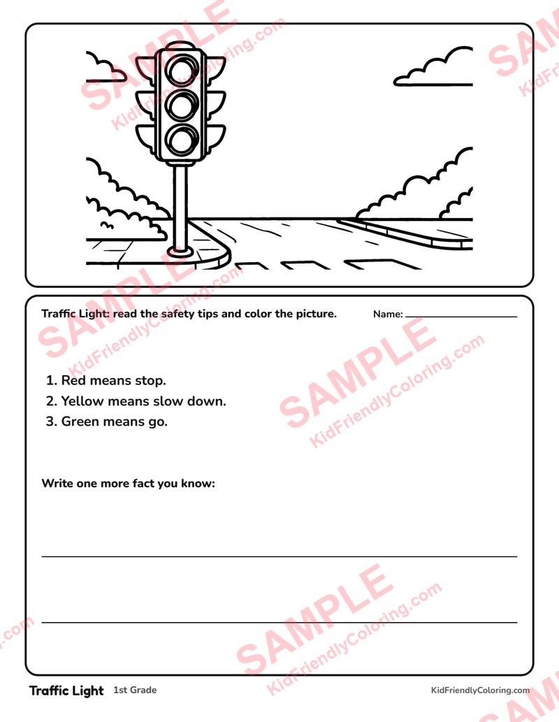 Traffic Light coloring page preview